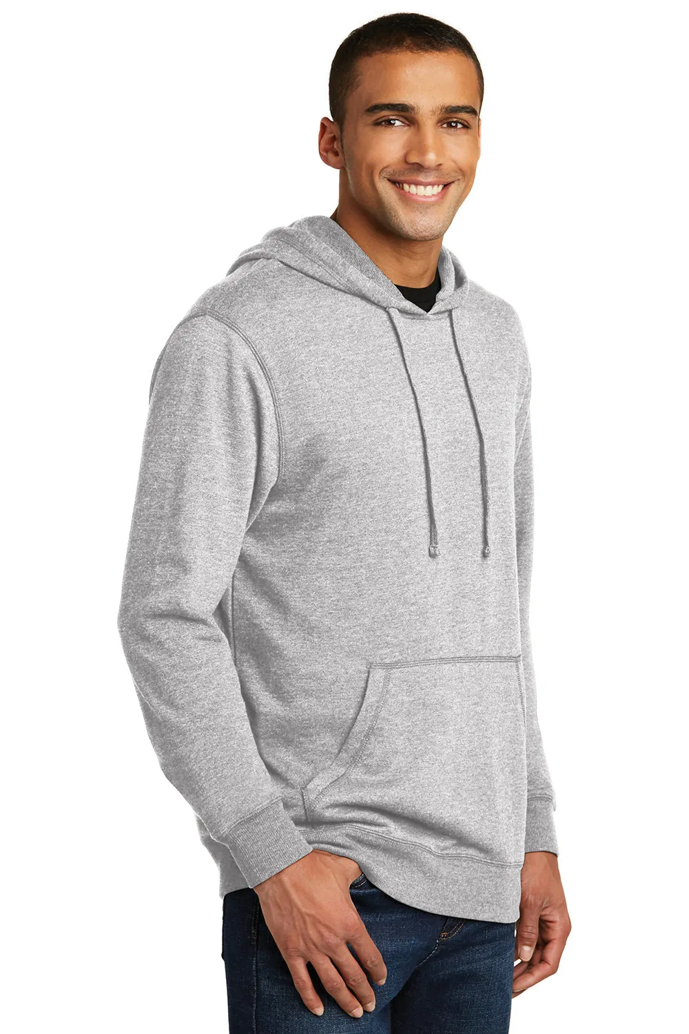 District Mens Fleece Hooded Sweatshirt Hoodie w/ Pouch Pocket - Heather Grey