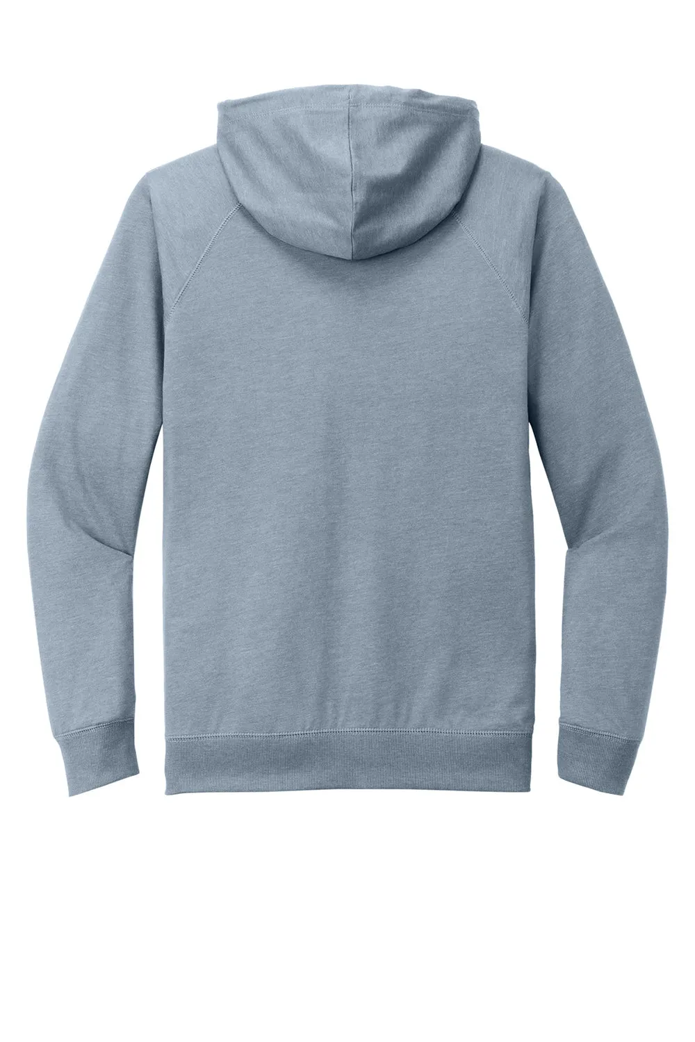 District Mens French Terry Full Zip Hooded Sweatshirt Hoodie w/ Pockets - Heather Flint Blue