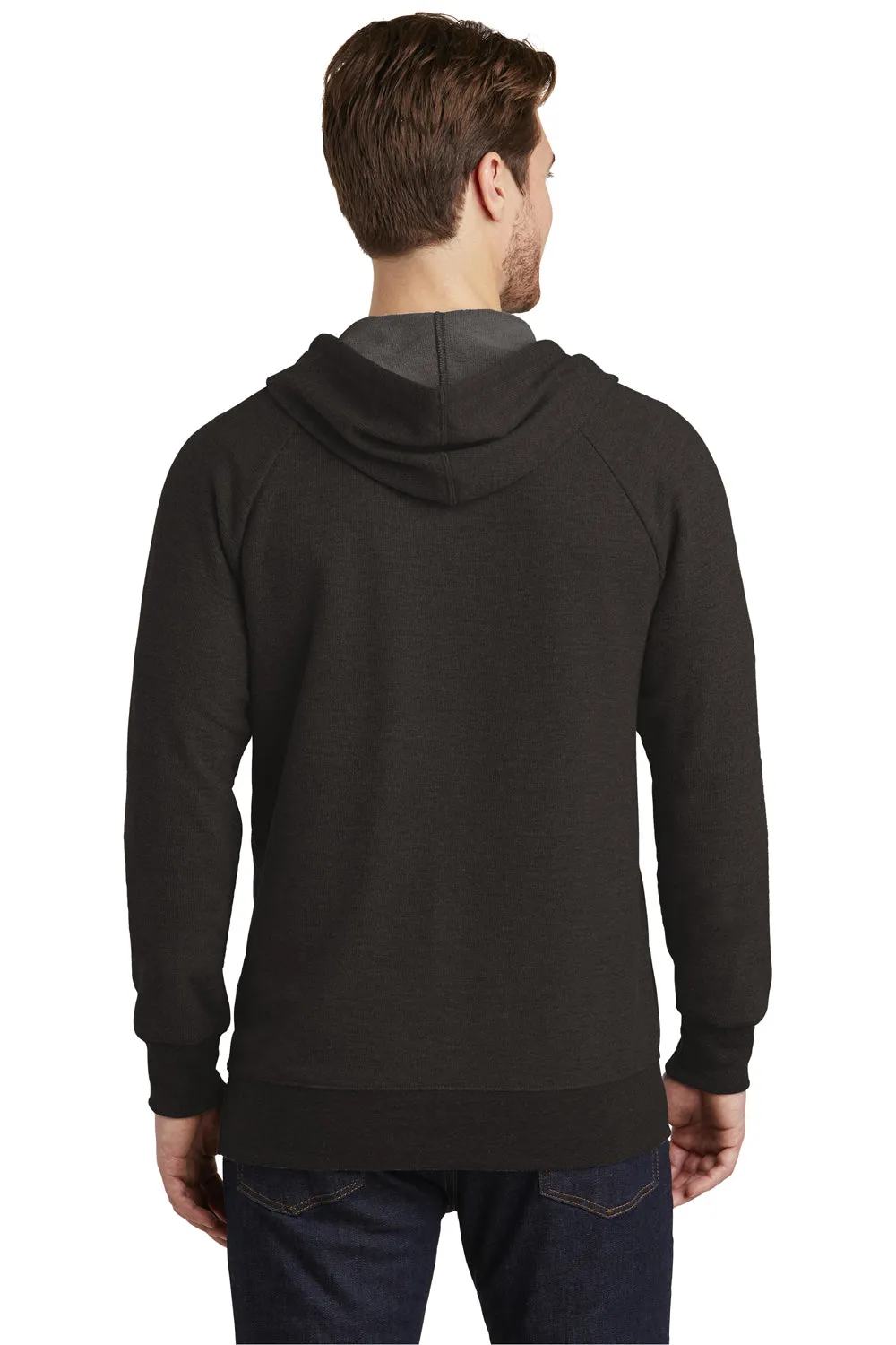 District Mens Perfect French Terry Hooded Sweatshirt Hoodie w/ Pouch Pocket - Black