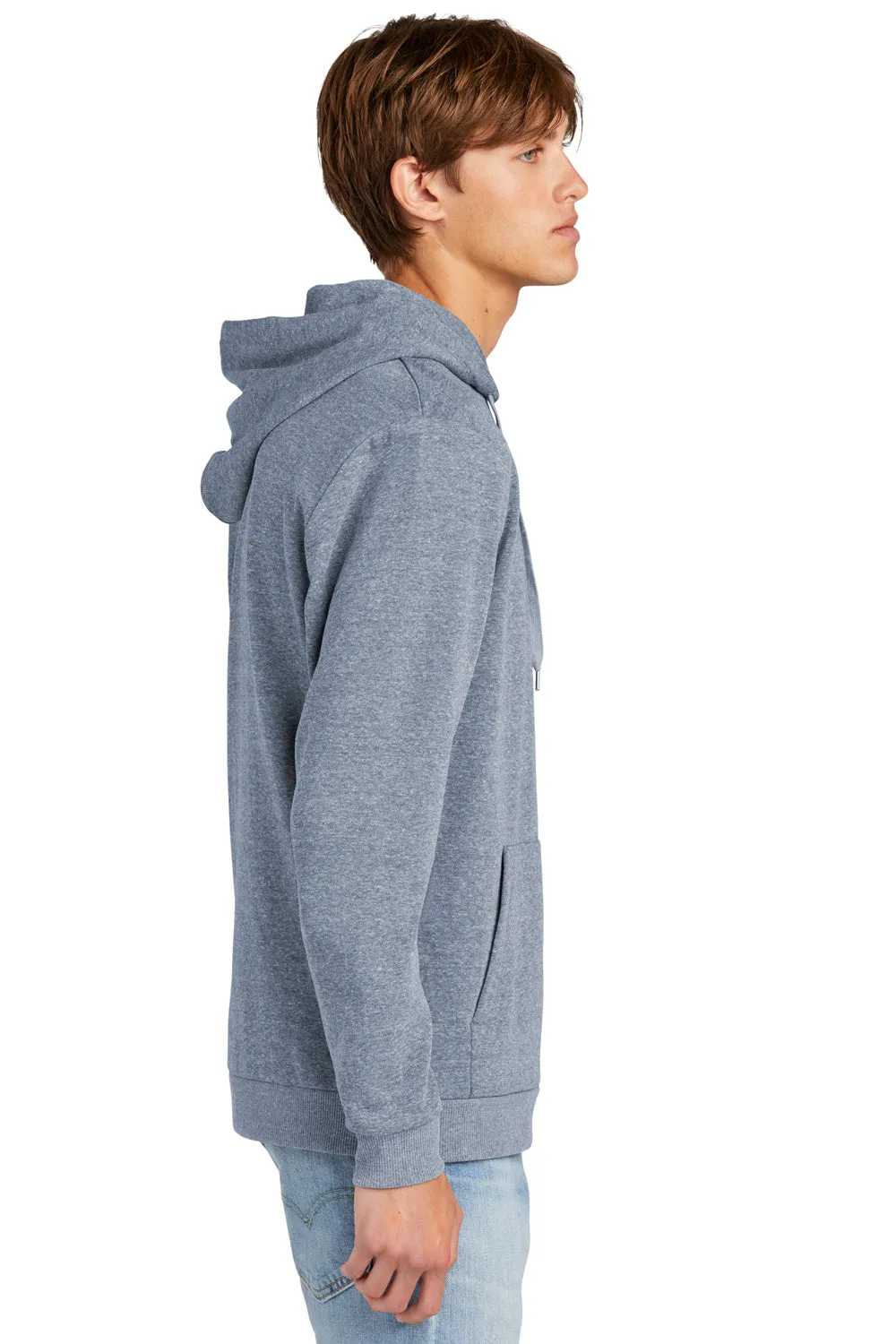 District Mens Perfect Tri Fleece Hooded Sweatshirt Hoodie w/ Pouch Pocket - Navy Blue Frost