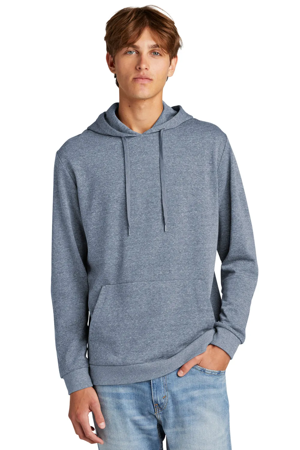District Mens Perfect Tri Fleece Hooded Sweatshirt Hoodie w/ Pouch Pocket - Navy Blue Frost