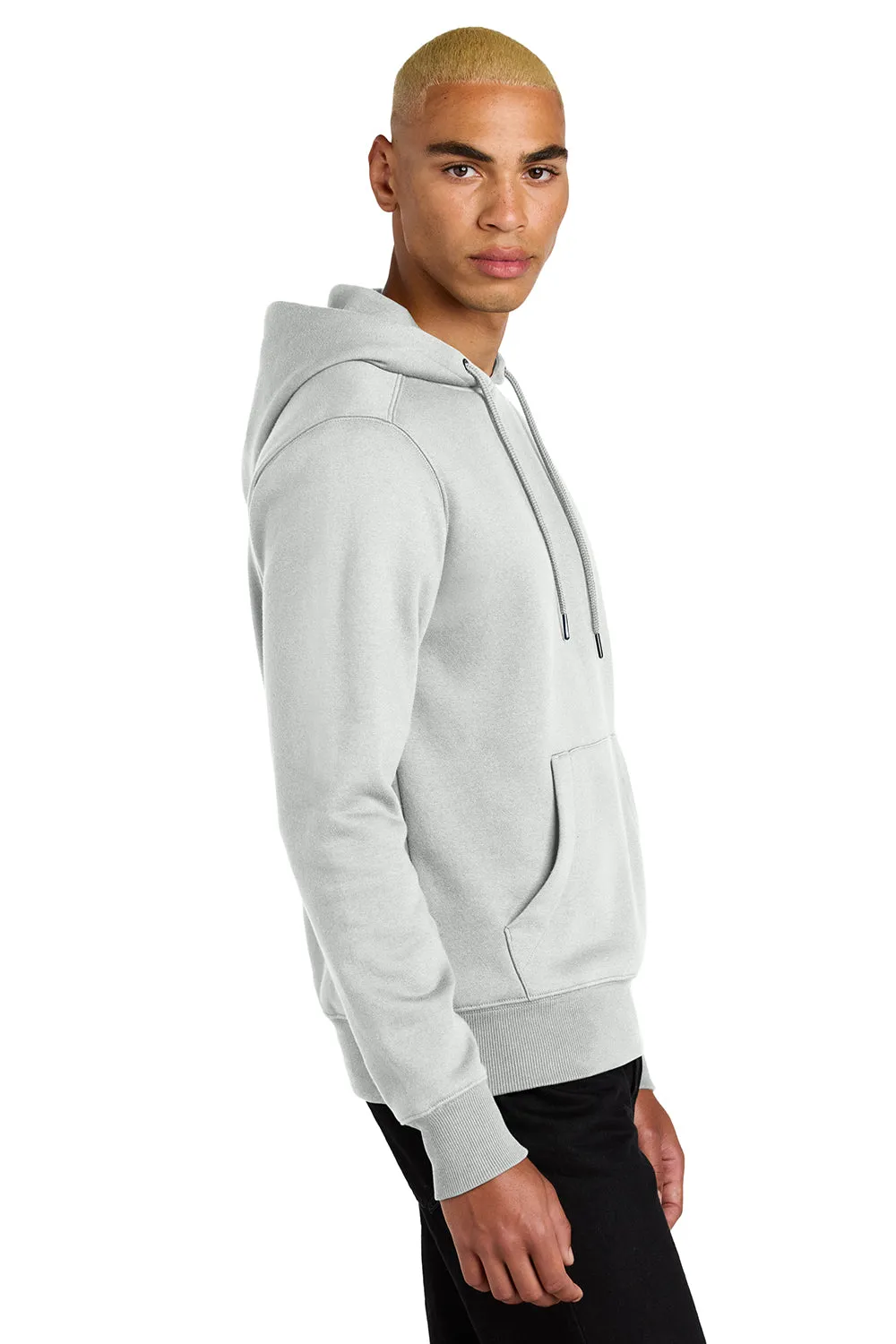 District Mens Perfect Weight Fleece Hooded Sweatshirt Hoodie w/ Pouch Pocket - Ash Grey