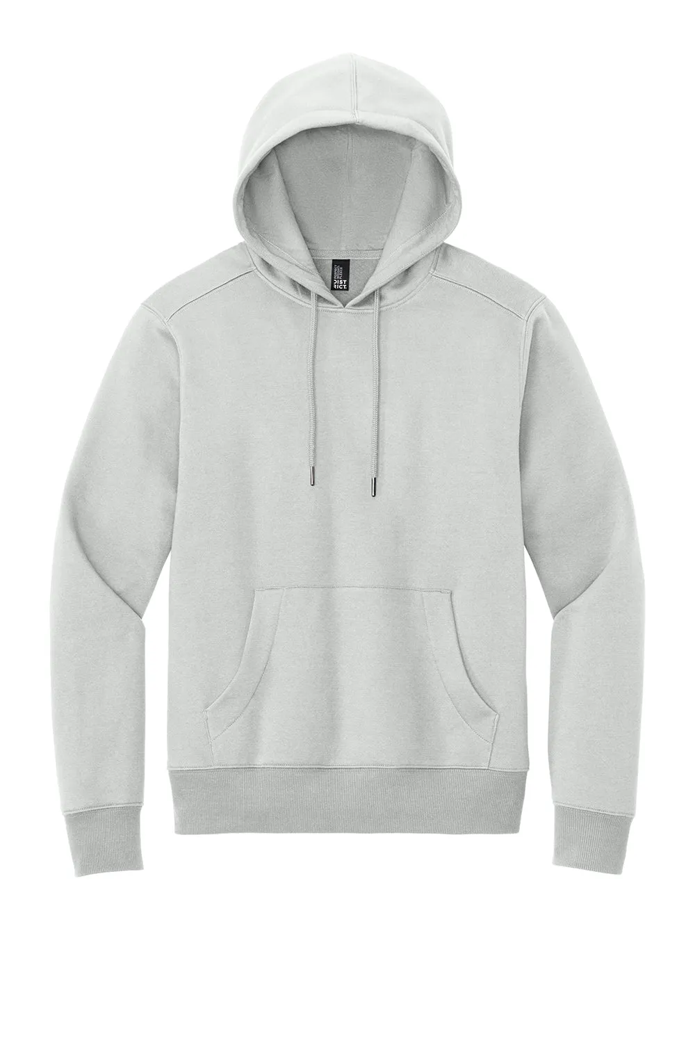 District Mens Perfect Weight Fleece Hooded Sweatshirt Hoodie w/ Pouch Pocket - Ash Grey