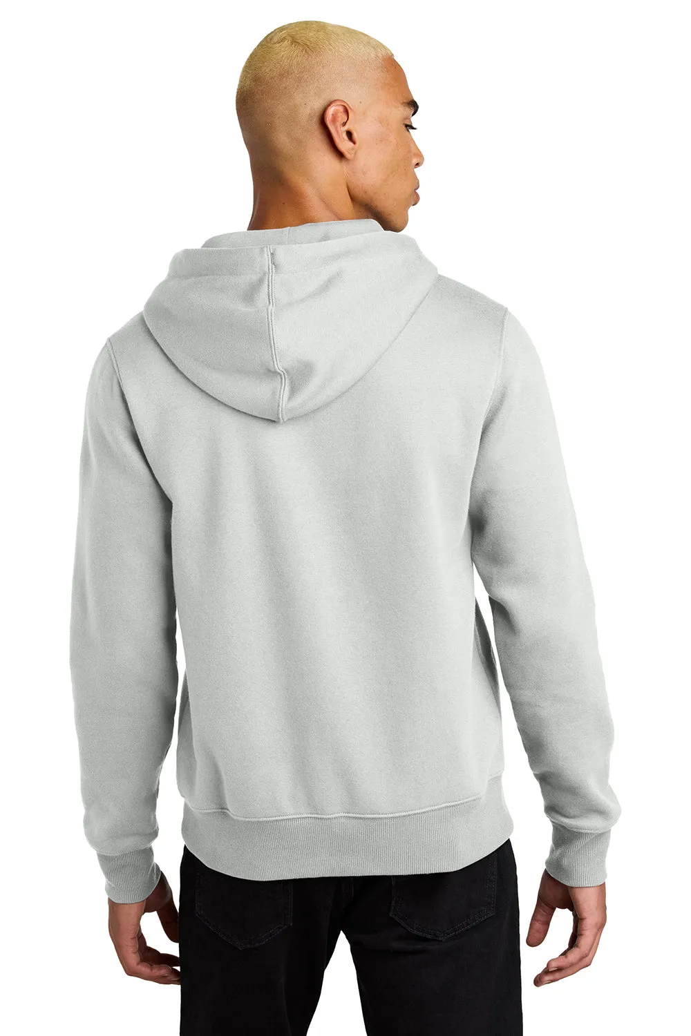 District Mens Perfect Weight Fleece Hooded Sweatshirt Hoodie w/ Pouch Pocket - Ash Grey