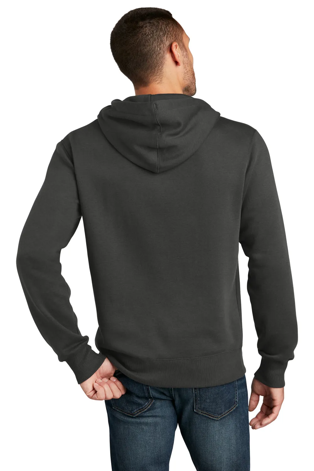 District Mens Perfect Weight Fleece Hooded Sweatshirt Hoodie w/ Pouch Pocket - Charcoal Grey