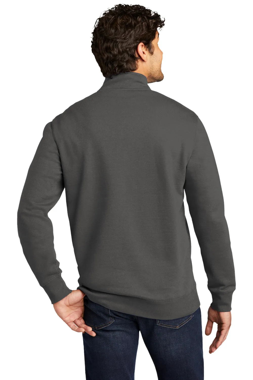 District Mens Very Important 1/4 Zip Sweatshirt w/ Pouch Pocket - Charcoal Grey