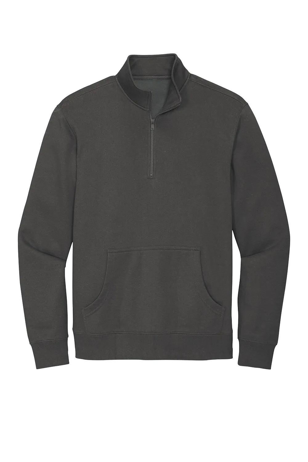 District Mens Very Important 1/4 Zip Sweatshirt w/ Pouch Pocket - Charcoal Grey