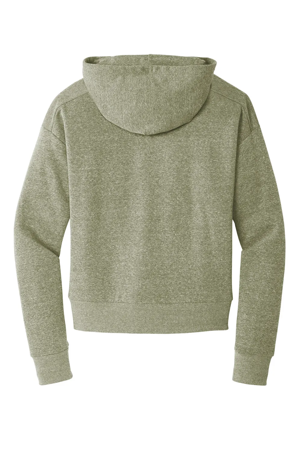 District Womens Perfect Tri Fleece 1/4 Zip Hooded Sweatshirt Hoodie w/ Pouch Pocket - Military Green Frost