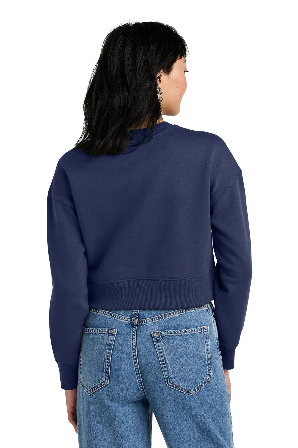 District Womens Perfect Weight Fleece Cropped Crewneck Sweatshirt - Tanzanite Blue