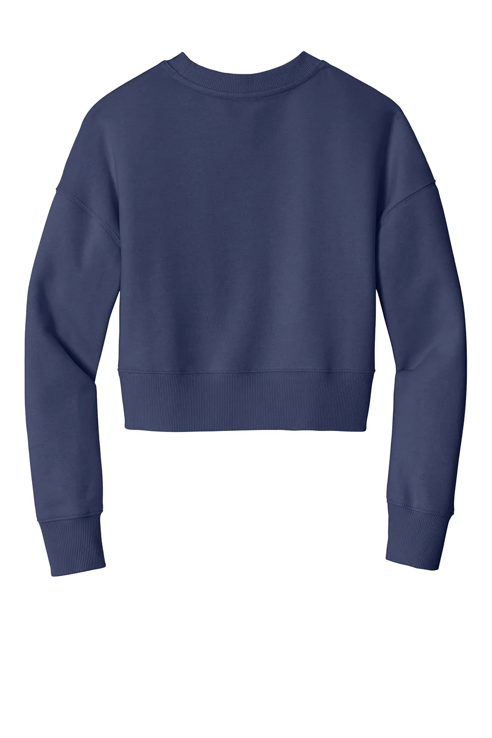 District Womens Perfect Weight Fleece Cropped Crewneck Sweatshirt - Tanzanite Blue