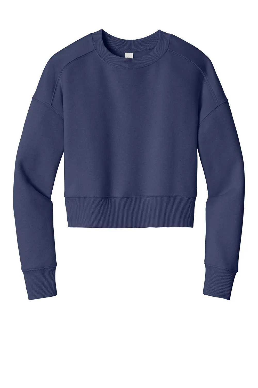 District Womens Perfect Weight Fleece Cropped Crewneck Sweatshirt - Tanzanite Blue