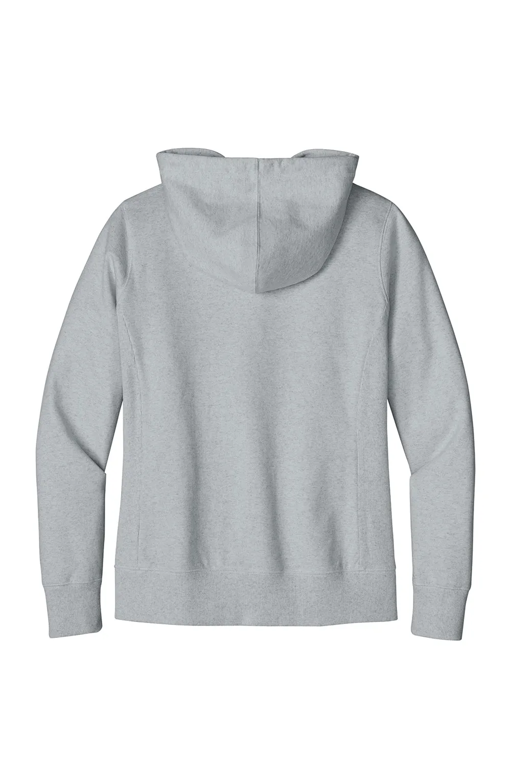 District Womens Re-Fleece Full Zip Hooded Sweatshirt Hoodie w/ Pockets - Heather Light Grey