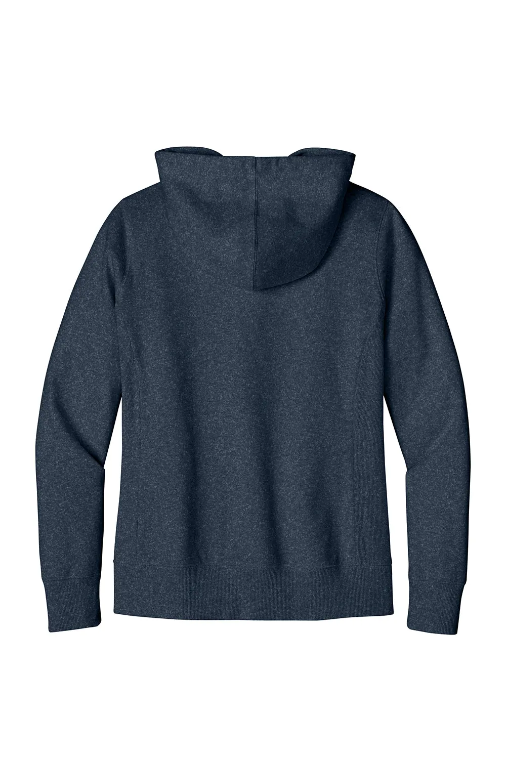District Womens Re-Fleece Full Zip Hooded Sweatshirt Hoodie w/ Pockets - Heather Navy Blue
