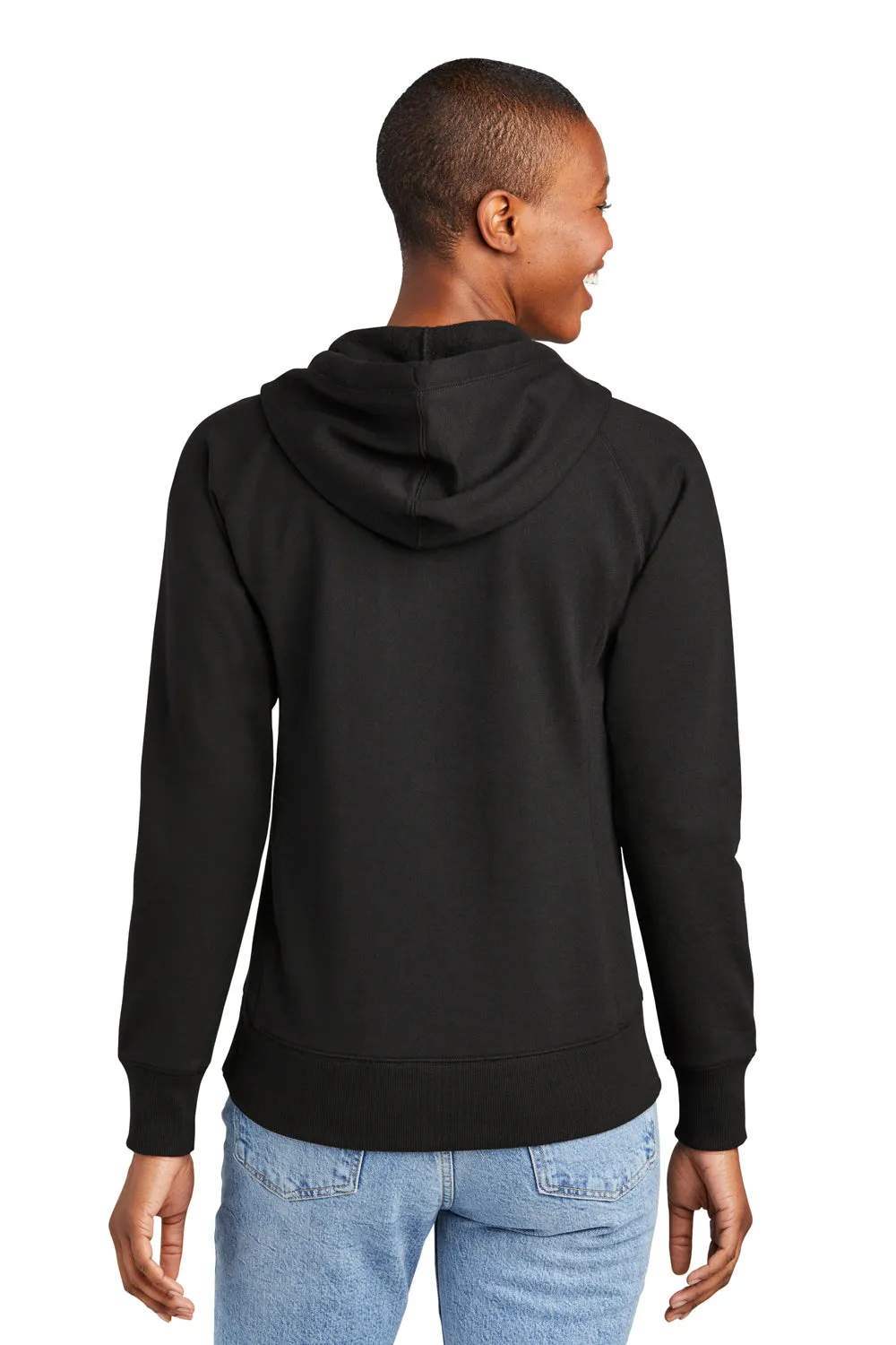 District Womens Re-Fleece Hooded Sweatshirt Hoodie w/ Pouch Pocket - Black