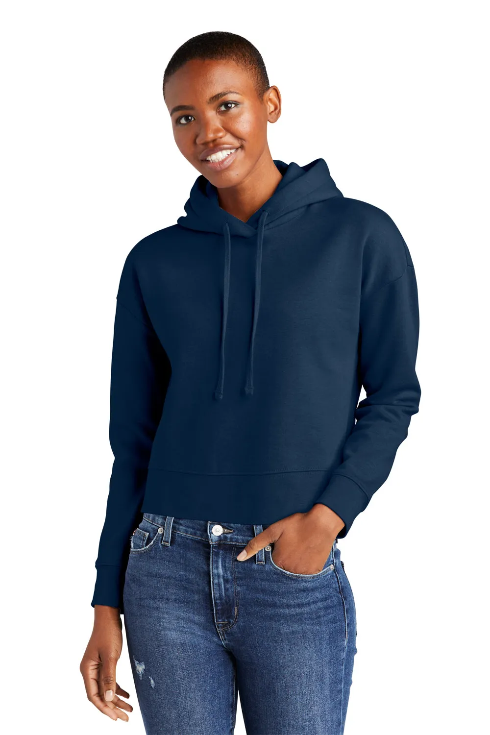 District Womens V.I.T. Fleece Hooded Sweatshirt Hoodie - New Navy Blue