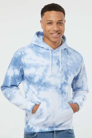 Dyenomite Mens Blended Tie Dyed Hooded Sweatshirt Hoodie w/ Pouch Pocket - Cloudy Sky Crystal
