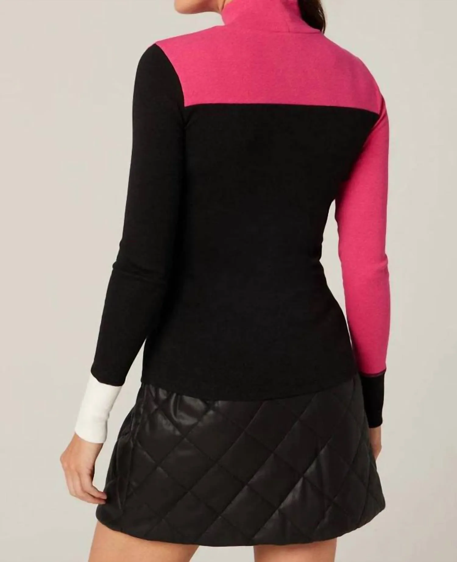 Fallon Mockneck Shirt In Black/pink