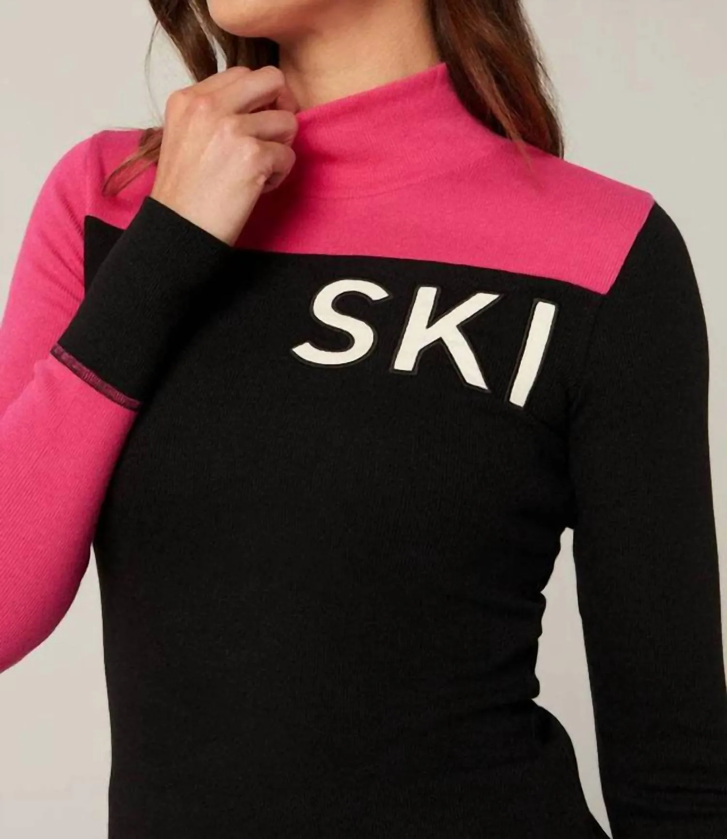 Fallon Mockneck Shirt In Black/pink