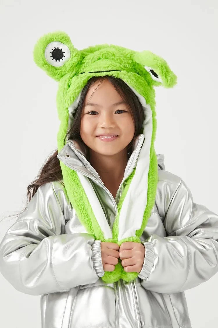 Forever 21 Kids Plush Frog Hat (Girls   Boys) Green/White Forever 21