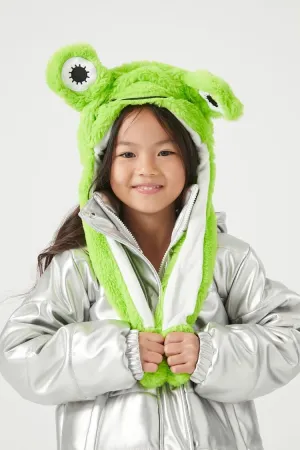 Forever 21 Kids Plush Frog Hat (Girls   Boys) Green/White Forever 21