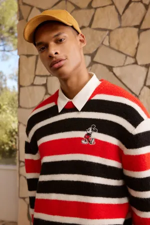 Forever 21 Knit Men's Disney Striped Mickey Mouse Sweater Red/Multi Forever 21