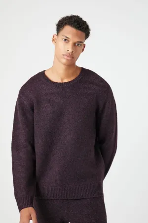 Forever 21 Knit Men's Marled Crew Neck Sweater Burgundy Forever 21