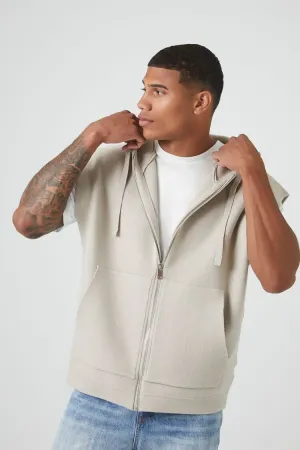 Forever 21 Men's Sweater-Knit Hooded Vest Taupe Forever 21