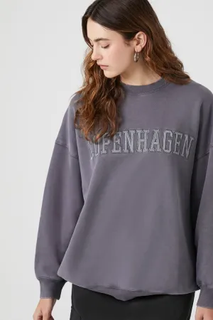 Forever 21 Women's Embroidered Copenhagen Pullover Charcoal/Multi Forever 21