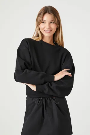 Forever 21 Women's French Terry Drop-Sleeve Top Black Forever 21