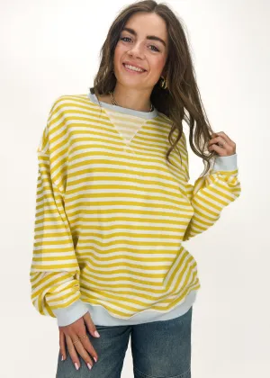Free People Classic Striped Crew - Dandelion Combo