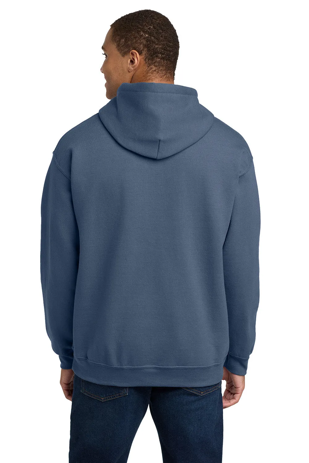 Gildan Mens Pill Resistant Hooded Sweatshirt Hoodie w/ Pouch Pocket - Indigo Blue