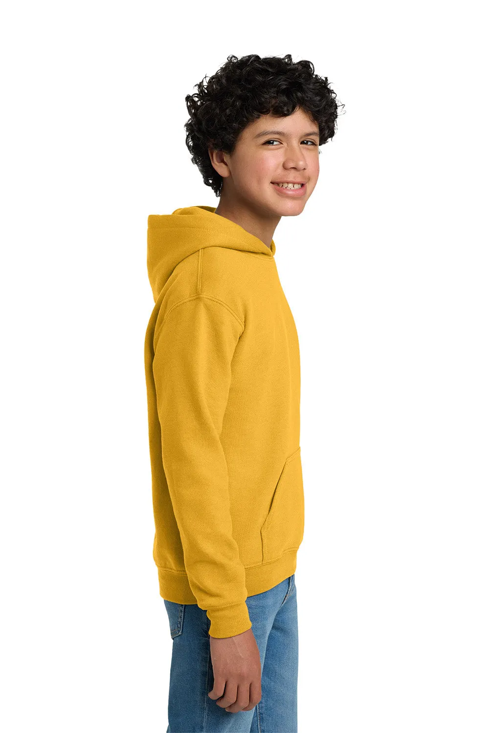 Gildan Youth Pill Resistant Hooded Sweatshirt Hoodie w/ Pouch Pocket - Gold