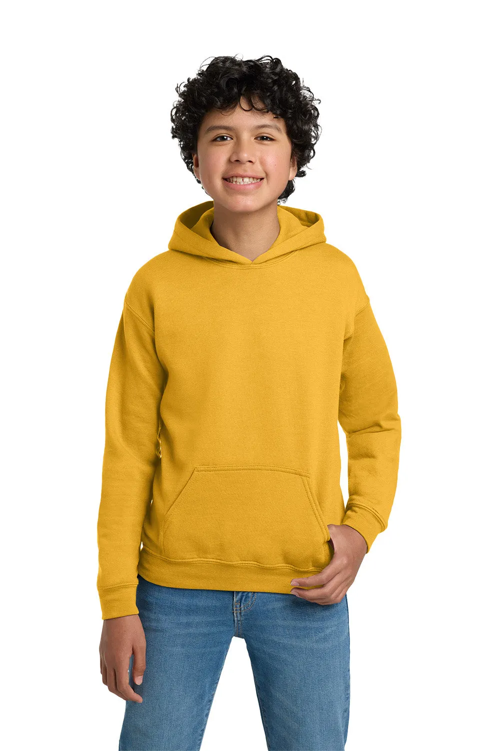 Gildan Youth Pill Resistant Hooded Sweatshirt Hoodie w/ Pouch Pocket - Gold