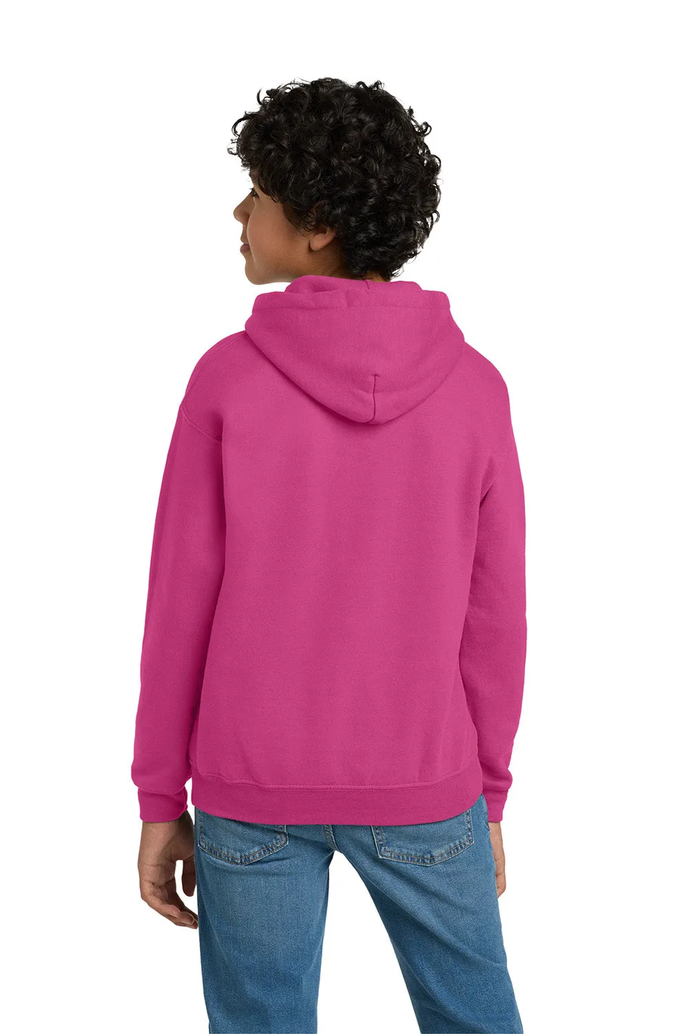 Gildan Youth Pill Resistant Hooded Sweatshirt Hoodie w/ Pouch Pocket - Heliconia Pink
