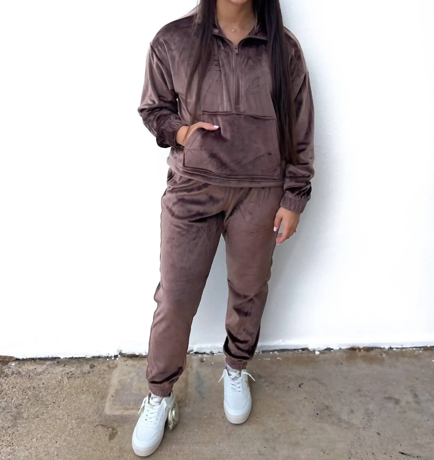 Go Out With A Bang Pullover   Jogger Set In Brown