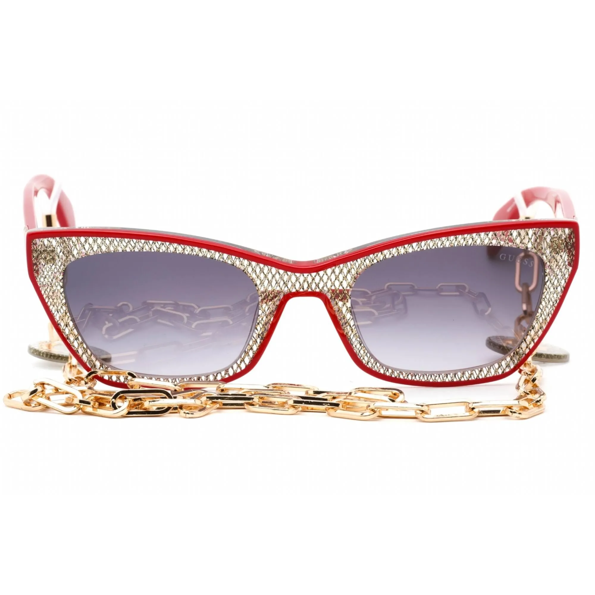 Guess Women's Sunglasses - Full Rim Shiny Bordeaux Plastic Cat Eye Frame | GU7873 69B Guess Sunglasses