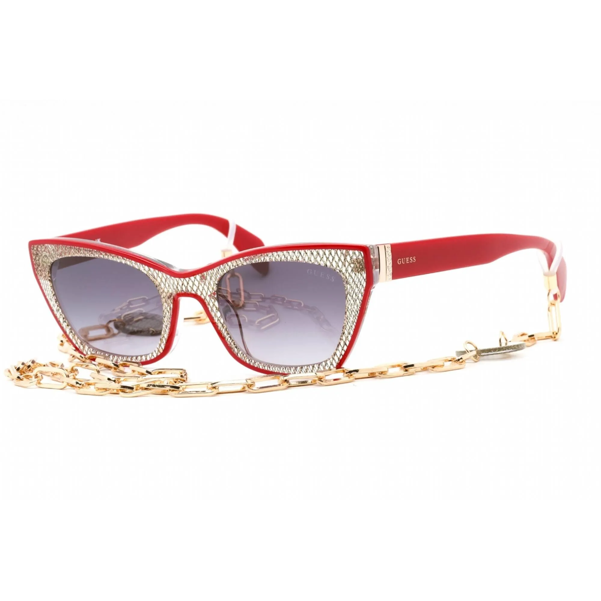 Guess Women's Sunglasses - Full Rim Shiny Bordeaux Plastic Cat Eye Frame | GU7873 69B Guess Sunglasses