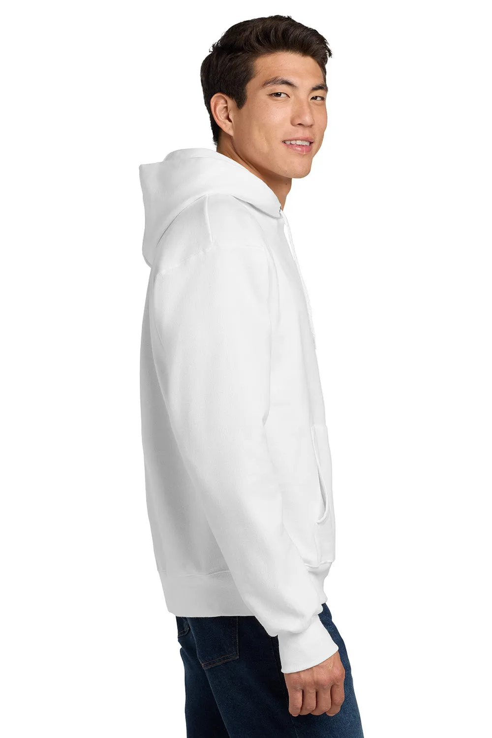 Hanes Mens Ultimate Cotton PrintPro XP Pill Resistant Hooded Sweatshirt Hoodie w/ Pouch Pocket - White