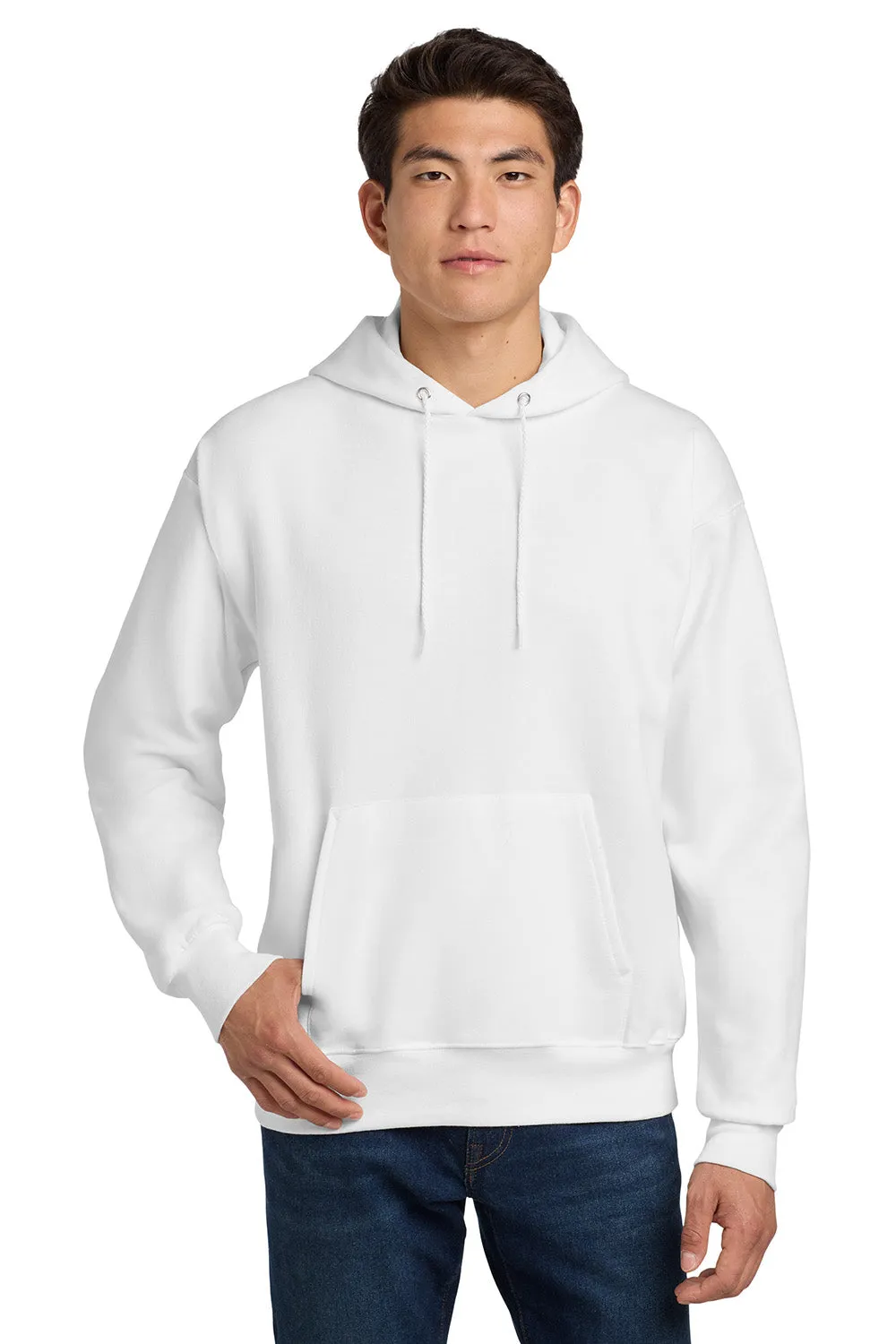 Hanes Mens Ultimate Cotton PrintPro XP Pill Resistant Hooded Sweatshirt Hoodie w/ Pouch Pocket - White