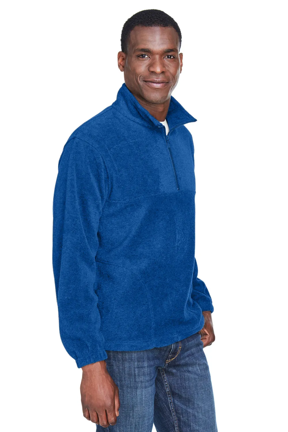 Harriton Mens Pill Resistant Fleece 1/4 Zip Sweatshirt w/ Pockets - True Royal Blue