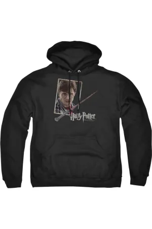 Harry Potter Harrys Wand Portrait Adult Pull Over Hoodie / Hooded Sweatshirt