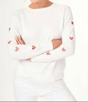 Heart Cut Out Sweatshirt In White