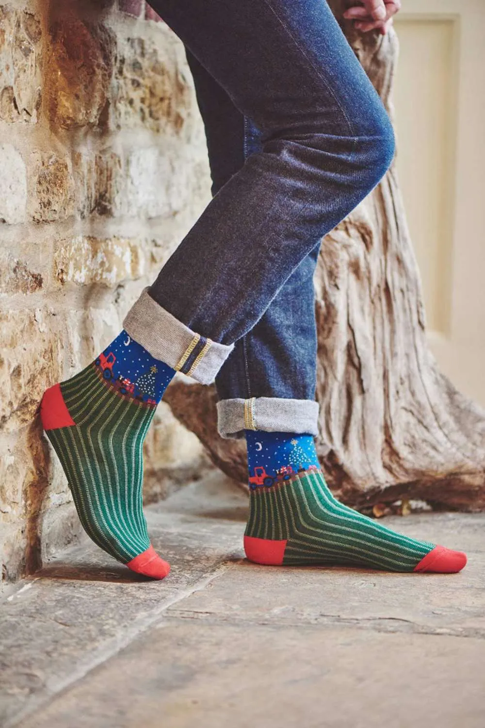 HJ Hall Christmas Farm Scene Rich Cotton Socks HJ Accessories