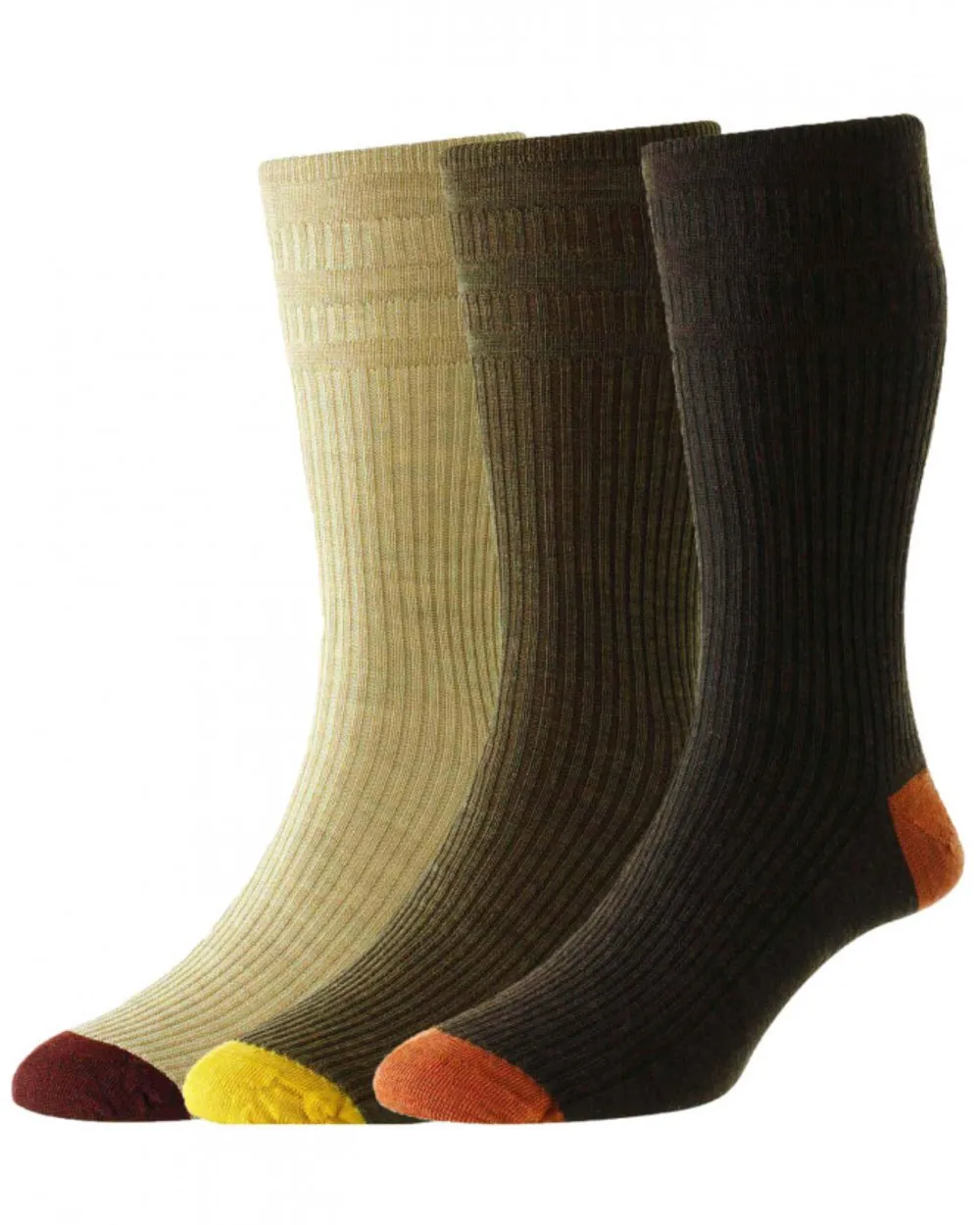 HJ Hall Contrast Heel & Toe Wool Rich Softop Socks 3 Pair Pack HJ Accessories