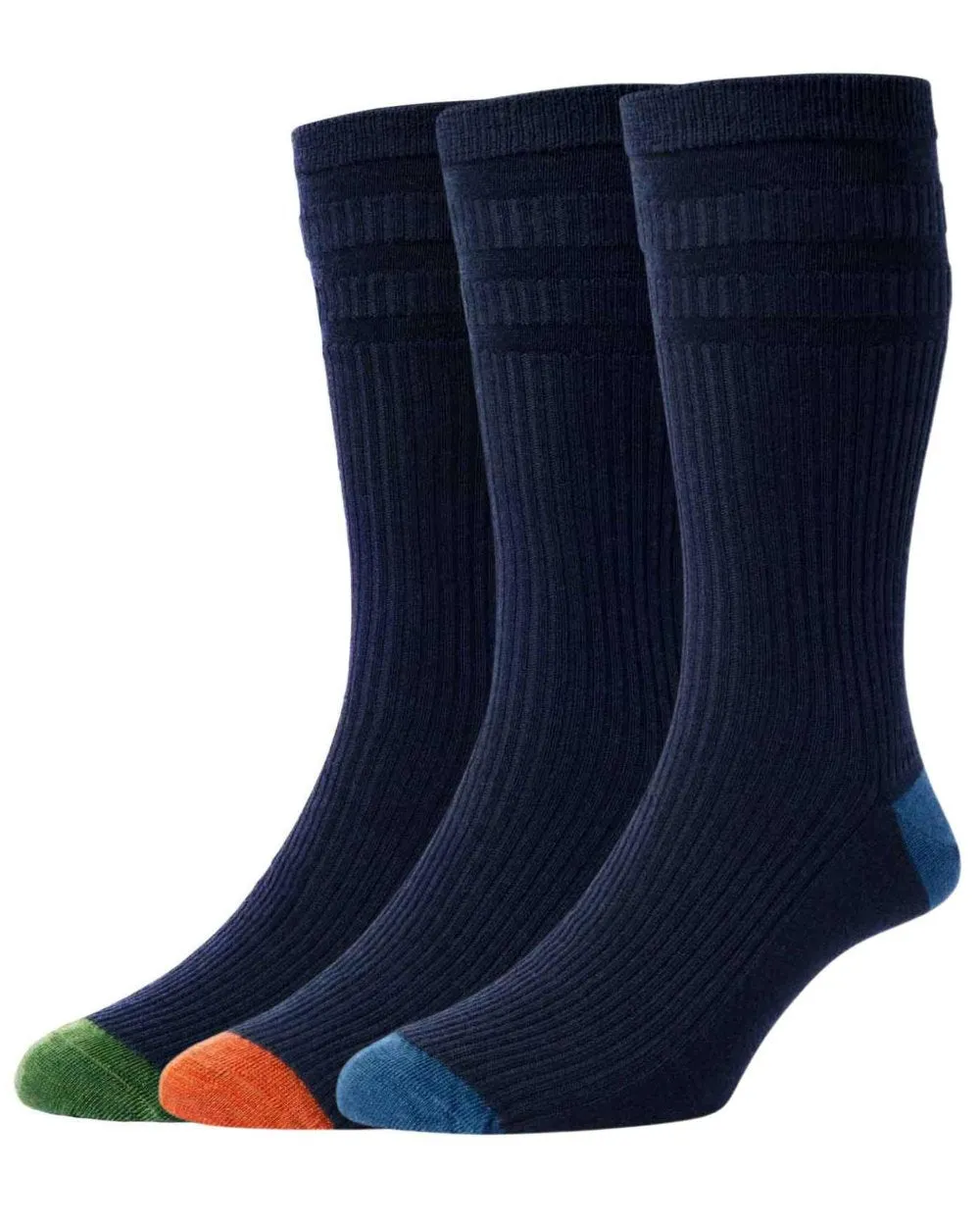 HJ Hall Contrast Heel & Toe Wool Rich Softop Socks 3 Pair Pack HJ Accessories
