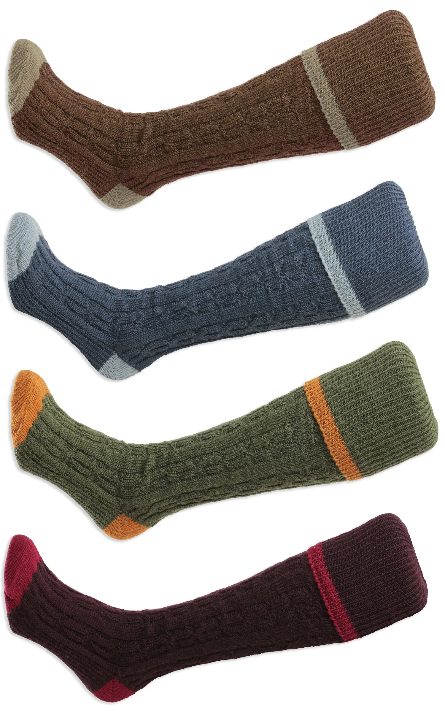 HJ Hall Cushion Foot Long Sock | Cable Stripe HJ Accessories