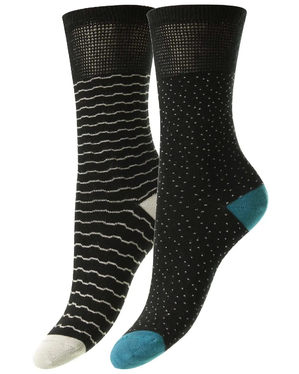 HJ Hall Dash & Wave Bamboo Comfort Top Socks | Twin Pack HJ Accessories