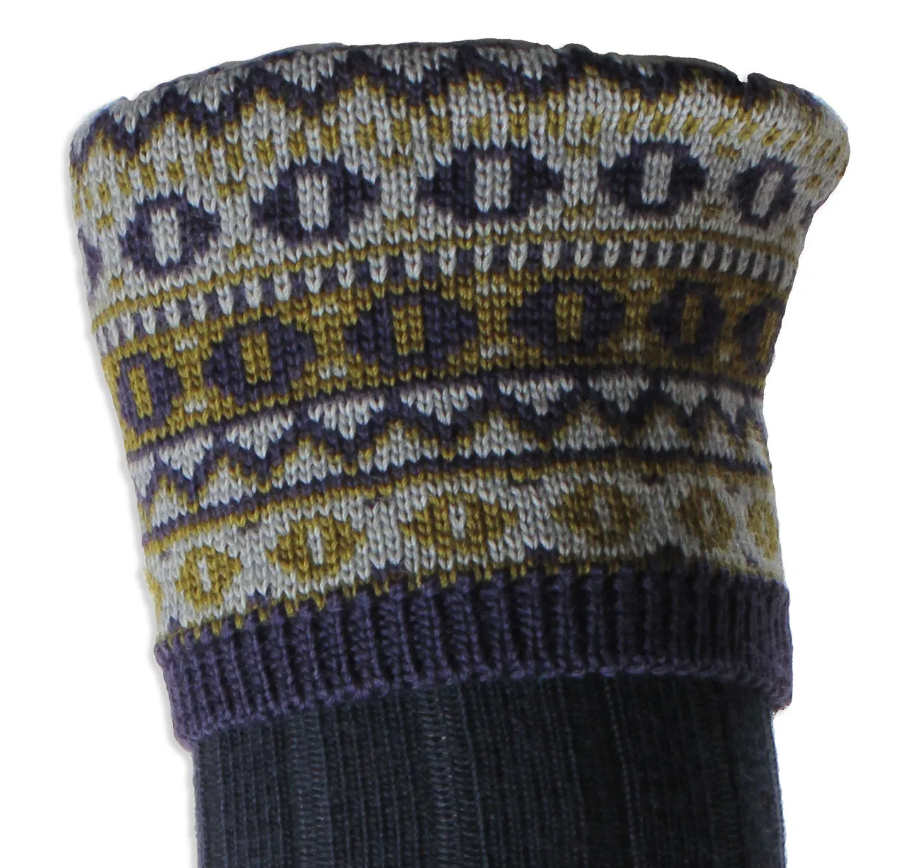 HJ Hall Foxley Ladies Merino Wool Long Sock | Fairisle Pattern Top HJ Accessories
