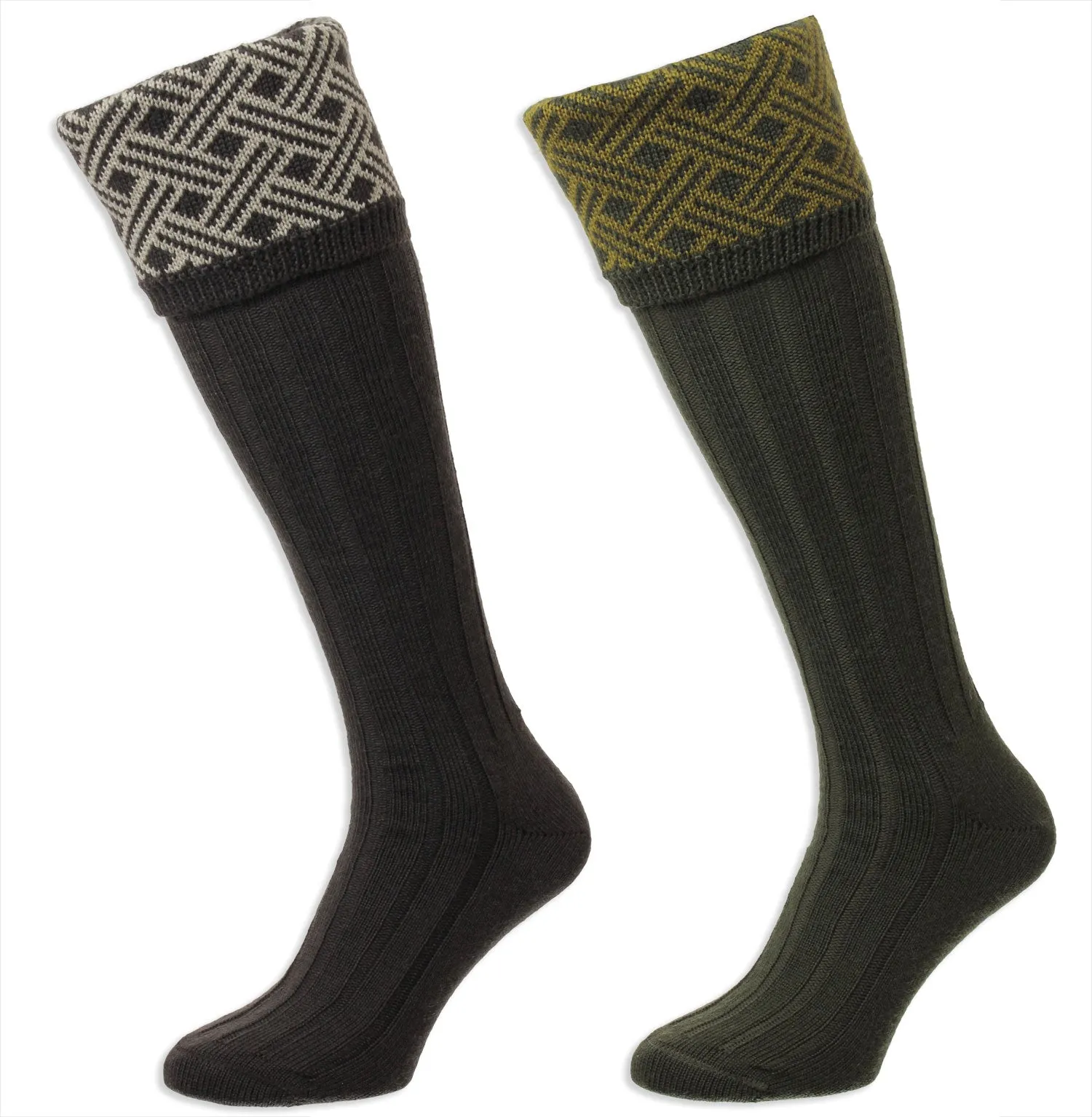 HJ Hall Langton Merino Wool Shooting Sock | Lattice Top HJ Accessories