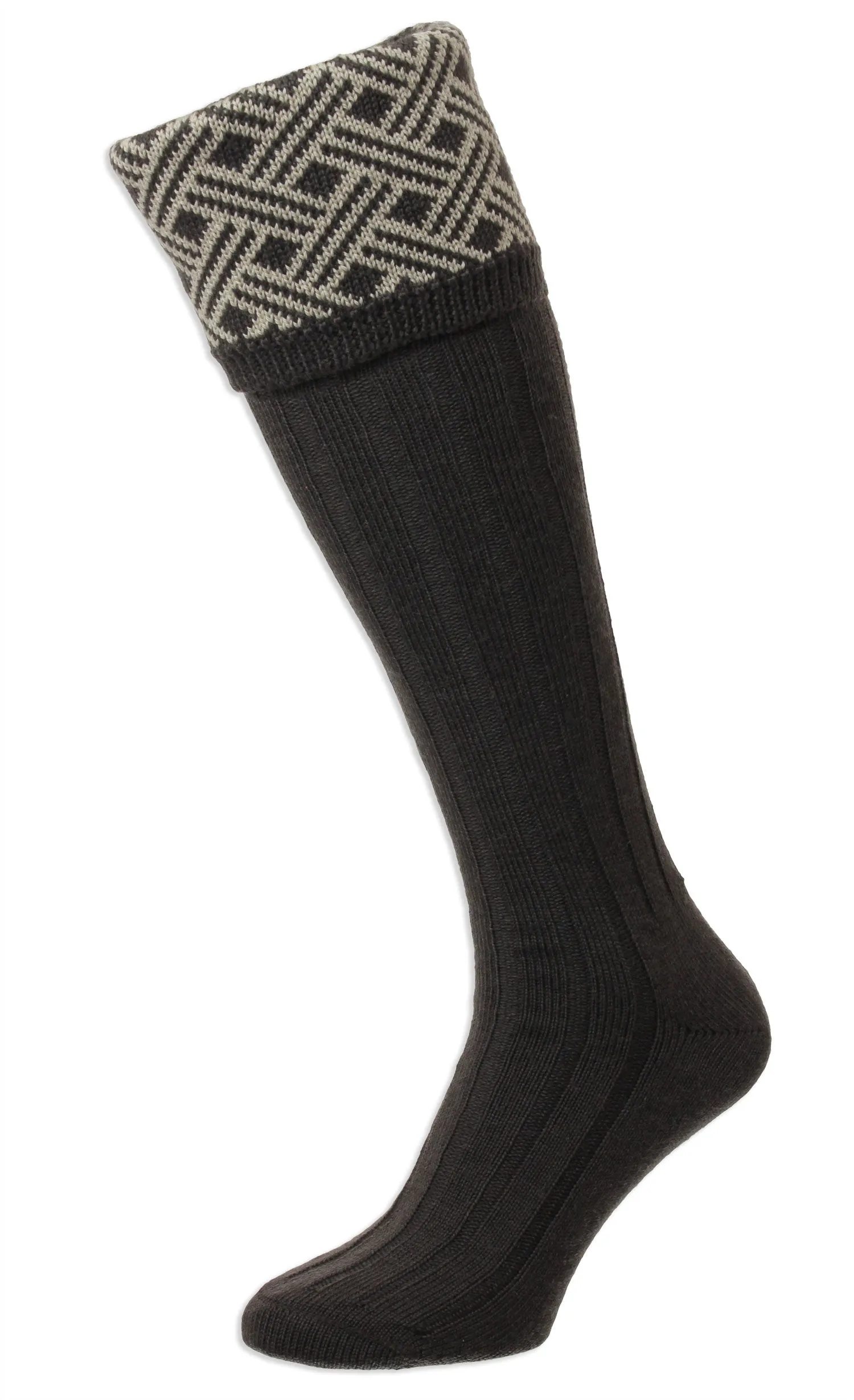 HJ Hall Langton Merino Wool Shooting Sock | Lattice Top HJ Accessories